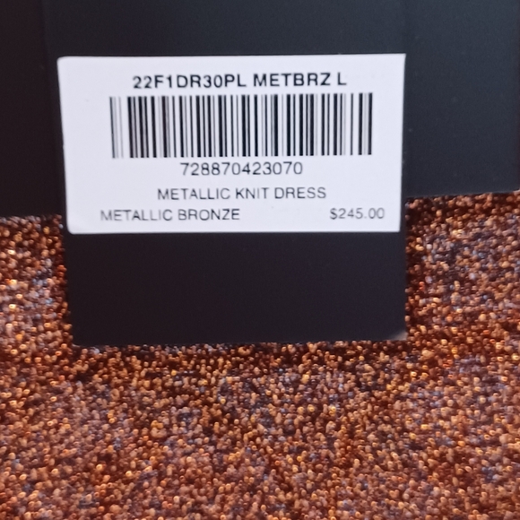 Cynthia Rowley Glitter Tease Shimmering Metallic Bronze Long Sleeve Maxi Dress - Picture 4 of 11